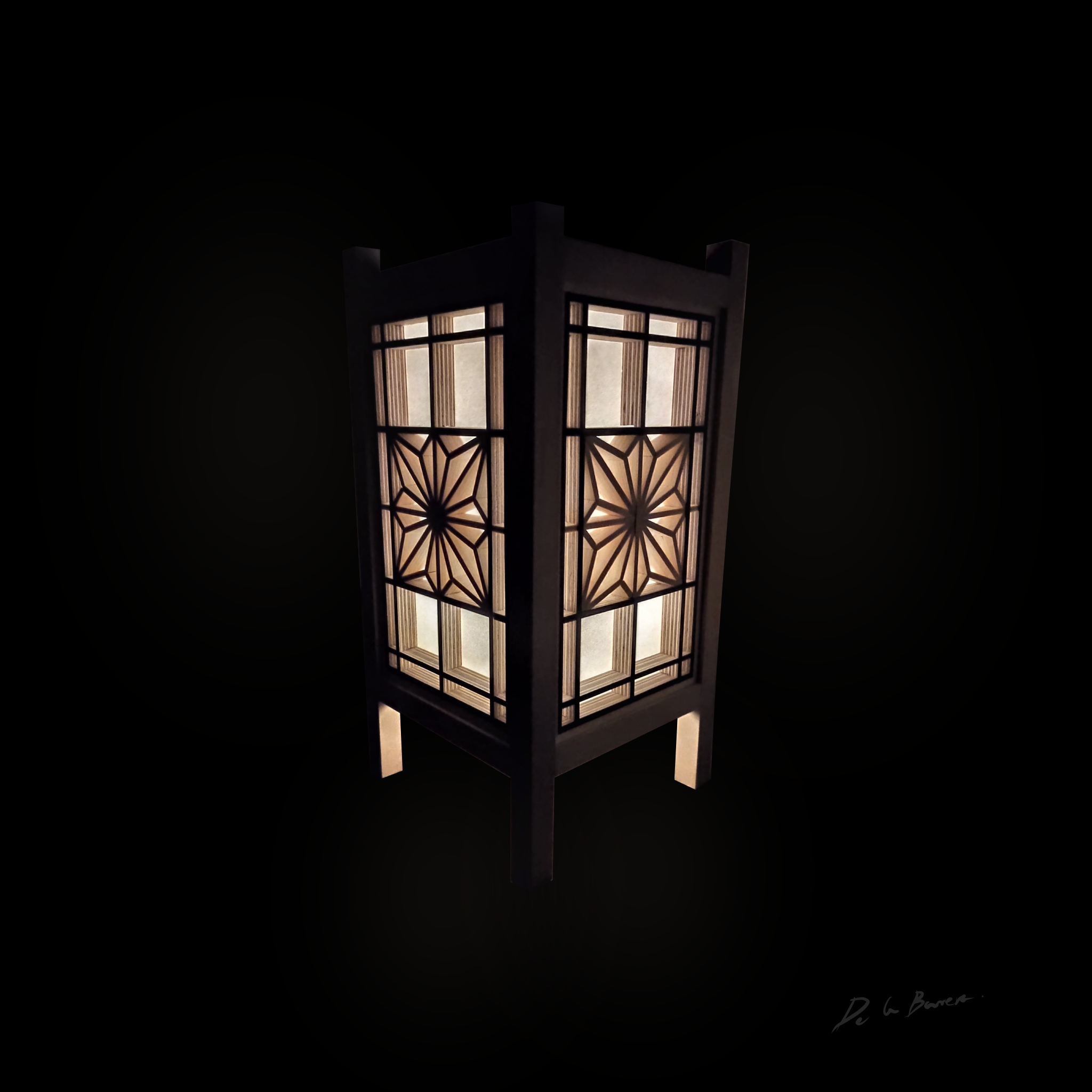 Lámpara de Mesa Kakuasa-003 – Frank de la Barrera Kumiko contemporáneo 2024 Mérida México