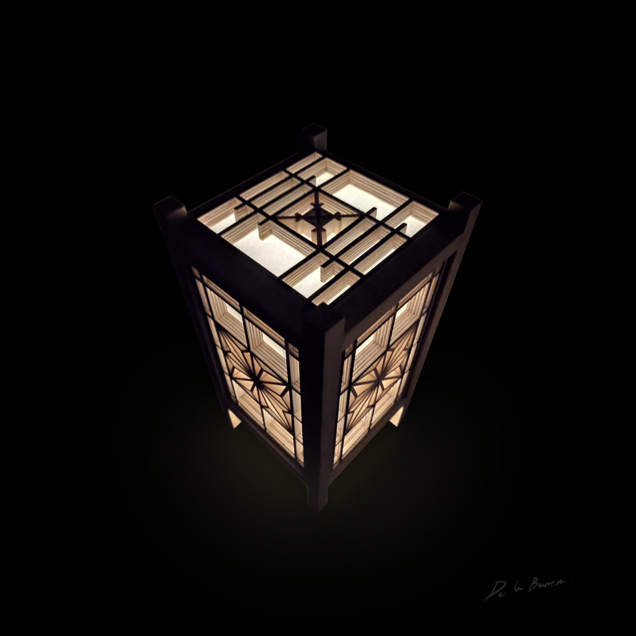 Lámpara de Mesa Kakuasa-003 – Frank de la Barrera Kumiko contemporáneo 2024 Mérida México