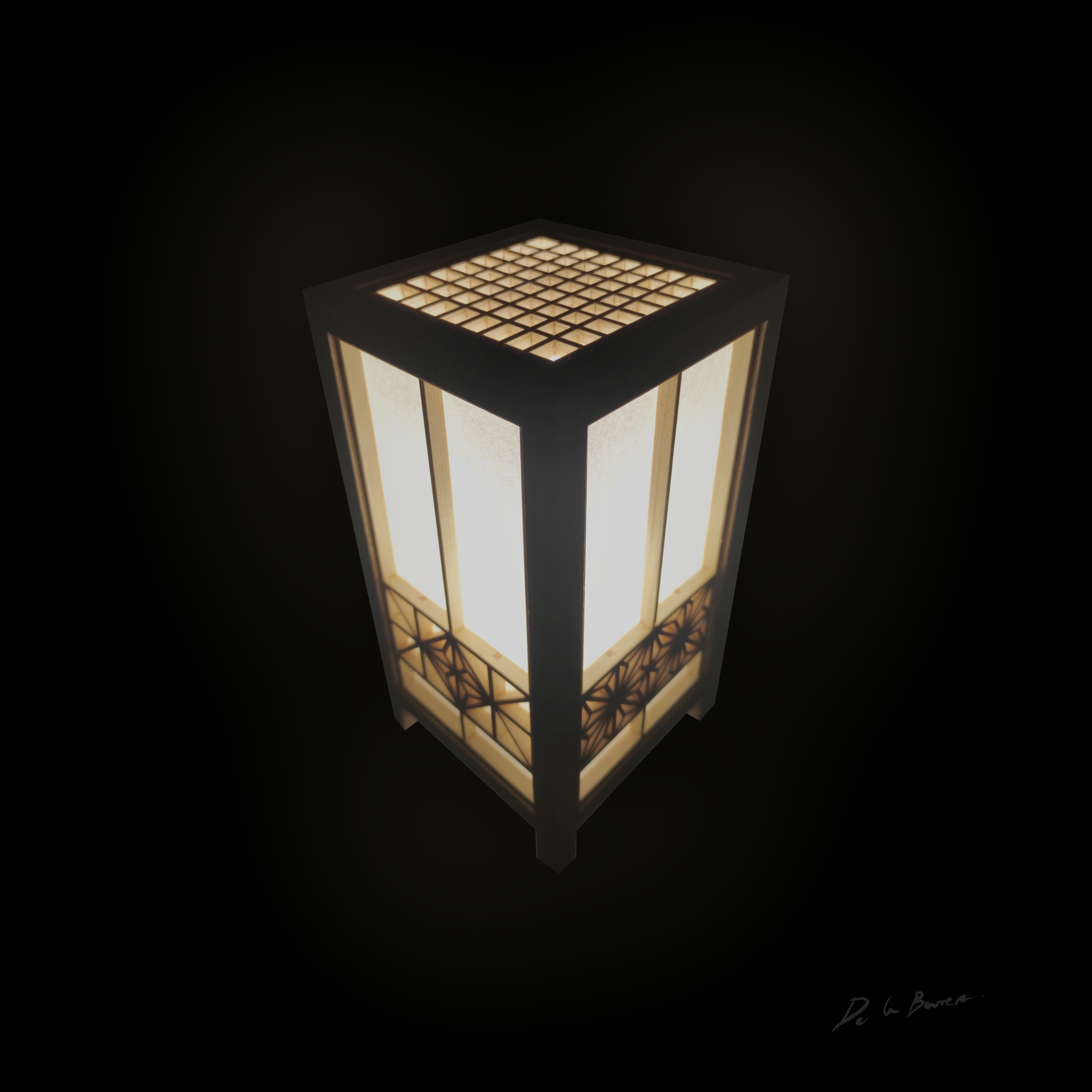 Lámpara de Mesa Kakuasa-004 – Frank de la Barrera Kumiko contemporáneo 2024 Mérida México